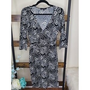 Laundry by Shelli Segal black and white wrap dress size 8